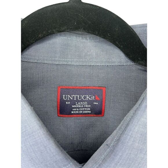UNTUCK IT WRINKLE FREE MENS BUTTON UP CLASSIC DRESSY SHIRT MENS SIZE LARGE NWOT - Picture 4 of 6